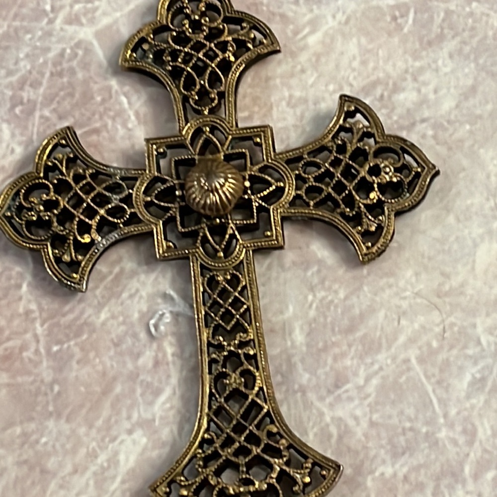 Vintage Cross and Chain. Exquisite detail workmanship on the cross. 3” Cross